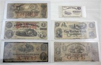 6 Civil War Era Obsolete Bank Notes & Script