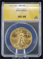2012 Gold Eagle $50 Coin 1 Troy Oz.  ANACS MS 68