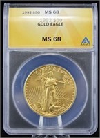 1992 $50 Gold Eagle ANACS Graded MS 68