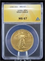 1986 $50 Gold Eagle ANACS Graded MS 67