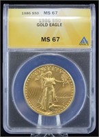 1986 $50 Gold Eagle ANACS Graded MS 67