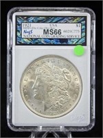 1921 P Morgan Silver Dollar with Errors NCGS MS66