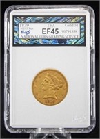 1879 P $5 Gold Liberty Head NCGS EF 45 w/ Error