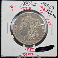 1887 S Morgan Silver Dollar Error Coin