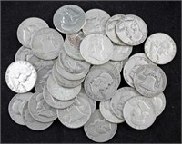 2 Rolls (40) Benjamin Franklin Silver Half Dollars