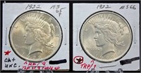 Two 1922 P Peace Dollar Error Coins
