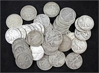 40 Walking Liberty Silver Half Dollars 1935 - 1946