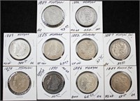 10 Morgan Silver P Dollars 1878 - 1890