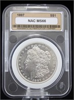 1897 Morgan Silver Dollar NAC Graded MS66