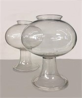 2 EARLY BLOWN CLEAR GLASS FISH BOWLS / LEECH JARS