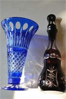 Cobalt & Amethyst Crystal Vase & Decanter
