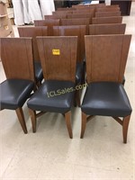 20 Straight Chairs, wood plank frame, padded seat