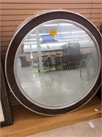 5 Mirrors, round, walnut frame, 46” diameter