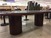 Conference Table, oval, double pedestal, walnut