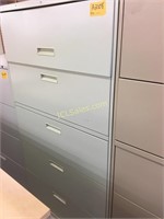 2 Lateral file cabinets, light green, 5 drawer