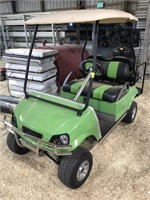 Club Car electric golf cart, rear seat, lifted,
