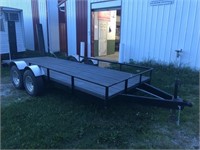 Tandem axle flat bed trailer, new deck, steel