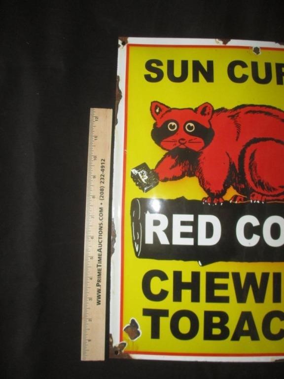 Red Coon Chewing Tobacco Metal Large Sign 24 Inch 