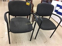 Pair Chairs, black frame and fabric