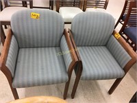 Pair Chairs, wood frame, upholstered