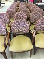 25 Chairs, wood frame, padded back and seat