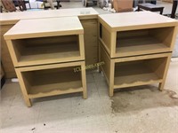 Pair end tables, modern with built in electric.