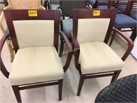 Pair Chairs, wood frame, with arms