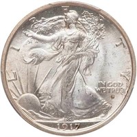 50C 1917-D OBVERSE. PCGS MS65+ CAC