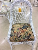 Wicker Chair, bird of paradise fabric seat