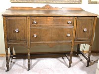 Antique English Buffet w/ Tiny Intricate Carving