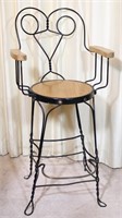 Ice Cream Bar Stool w/ Wooden Arms & Footrest