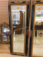 Mirror, full length, beveled, ebony and gilt
