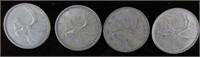 CAD .25c coins 1951 ,60, 62, 66 80% silver