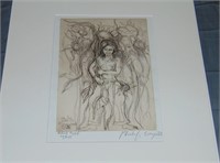 Philip Evergood, "Girl with Sunflowers" AP Etching