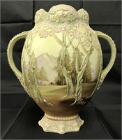 Nippon Moriage White Woodland Vase.