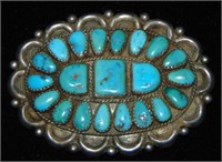 Zuni Pin - J & E Wilson. Silver and Turquoise.