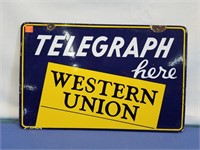 Porcelain Double-Sided  Western Union Sign