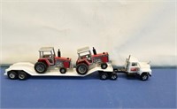 1/64" MF Semi Truck W/ Ertl Trailer & 2 MF Tractor