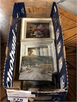 BOX OF SMALL OIL PAINTINGS