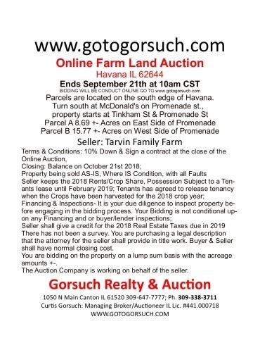 Mason Co. Online Land Auction Ends Sept. 21st 10am CST