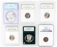 Coin 6 Pcs. Certified Silver Dollar & More