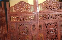 4 PANEL ORIENTAL CARVED SCREEN, UNHINGED