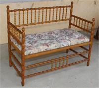 EARLY MAPLE SETTEE W/ TWISTED SAUSAGE FRAME &