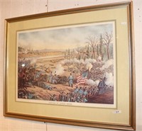 BATTLE OF STONE RIVER, LITHOGRAPH, FRAMED &