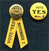 Woman's Suffrage: November 2nd Referendum Pinbacks