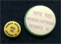 Woman's Suffrage: 2 NJ 1915 Referendum Pinbacks