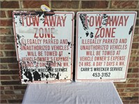 Pair of "Tow Away Zone" Metal Signs