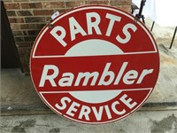 Porcelain Dbl Sided Rambler Service & Parts Sign