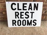 Metal Clean Rest Rooms sign