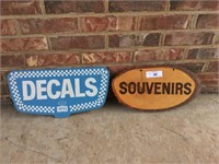 (2)  signs Wooden Souvenirs & Impko Decals DBL sid